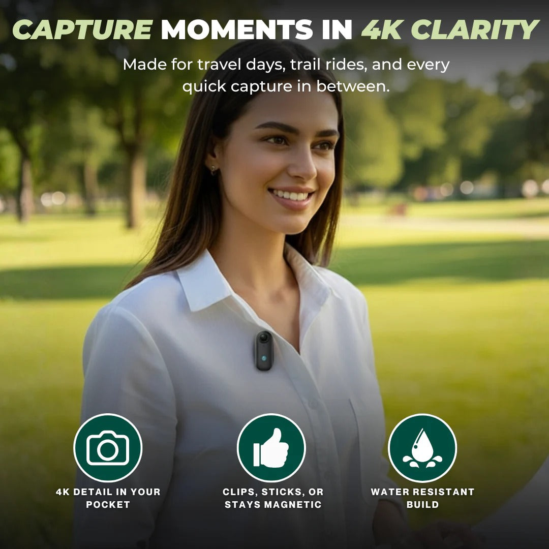 Mini 4K Magnetic Action Camera, 128 GB