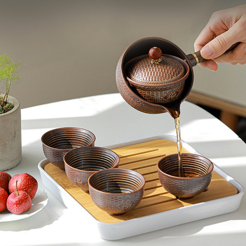 Japanese Tea Set with Rotating Ceramic Teapot