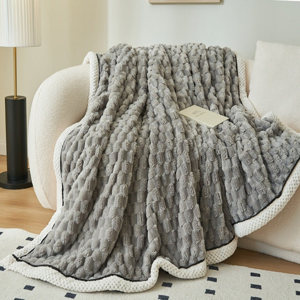 Plaid en sherpa polaire à motif bulles, 8 coloris