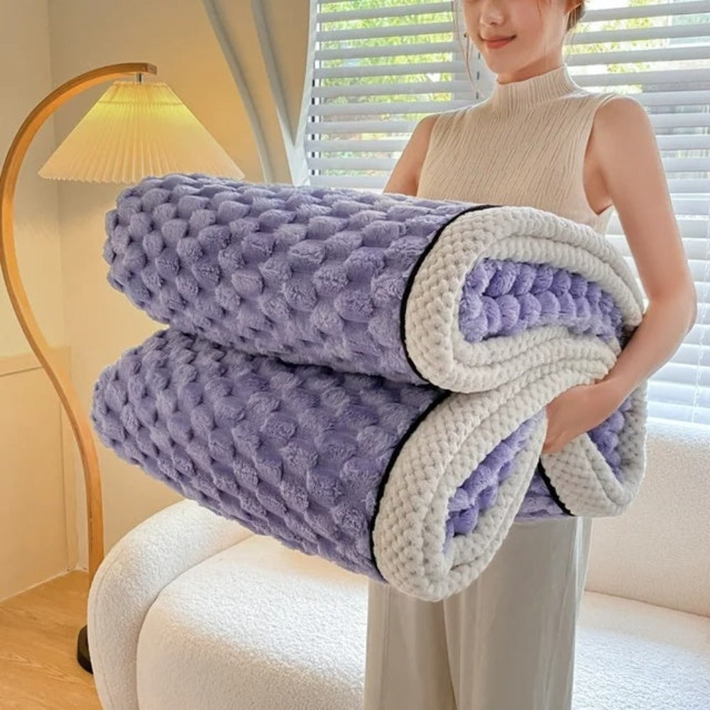 Plaid en sherpa polaire à motif bulles, 8 coloris