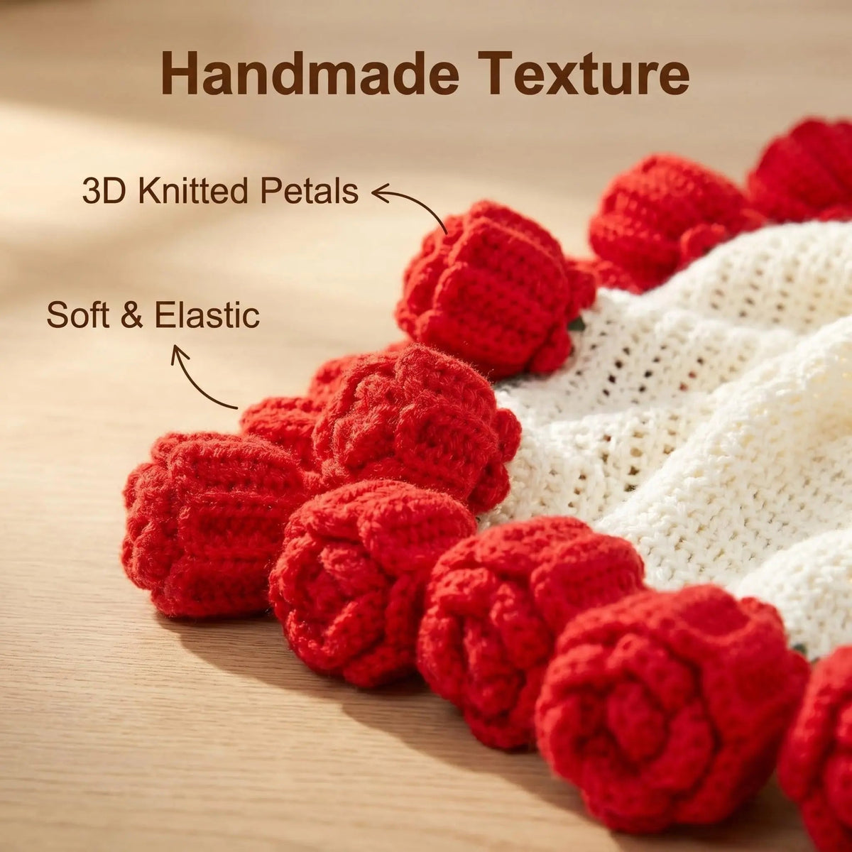 Plaid au crochet qui se plie en bouquet de roses