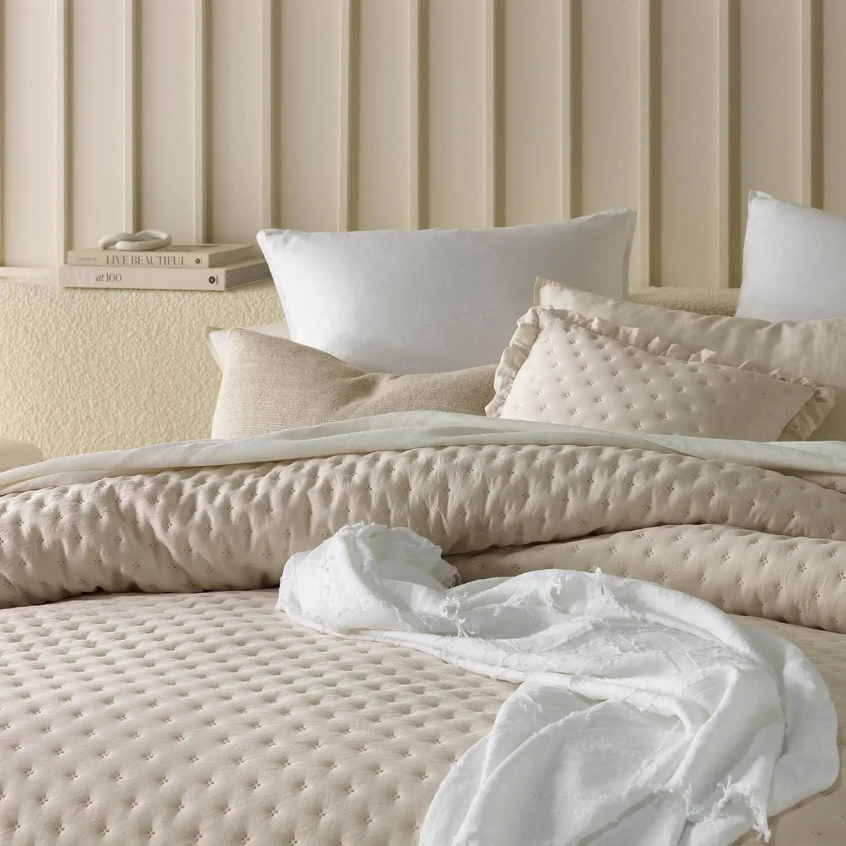 Scalloped Ruffle Bedspread in Washed Brushed Fabric
