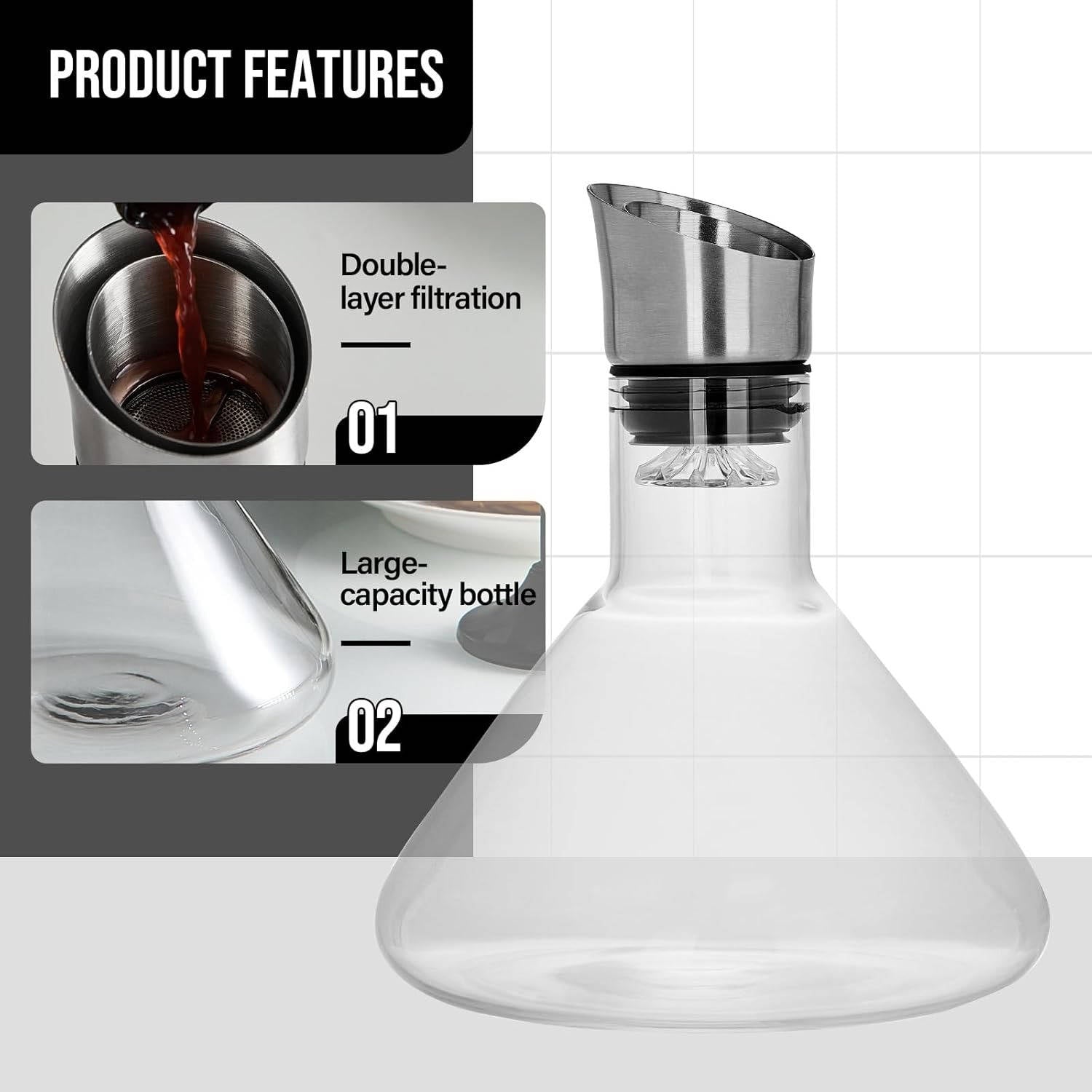 Crystal Wine Decanter Aerator Carafe