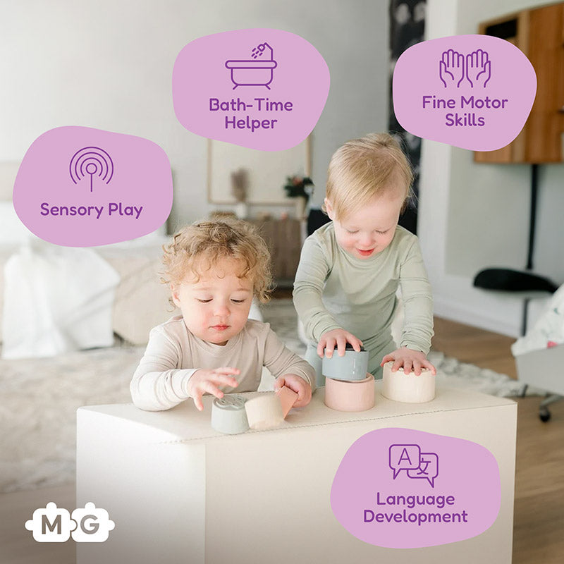 7 gobelets à empiler en silicone pour bébé