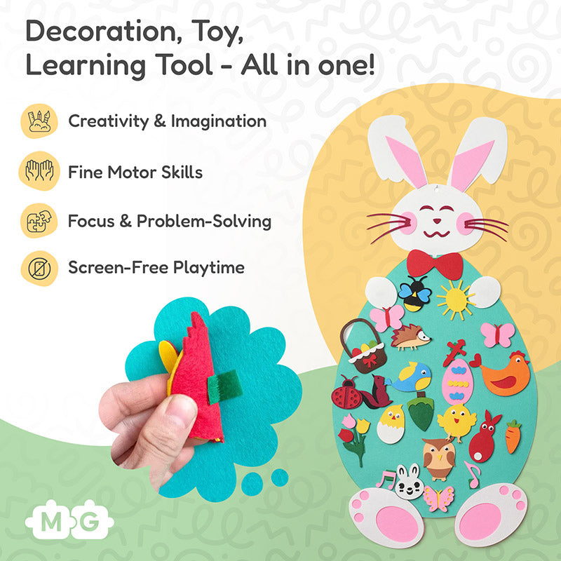 Felt Bunny Decorating Board, 24 Pieces, Ages 1+