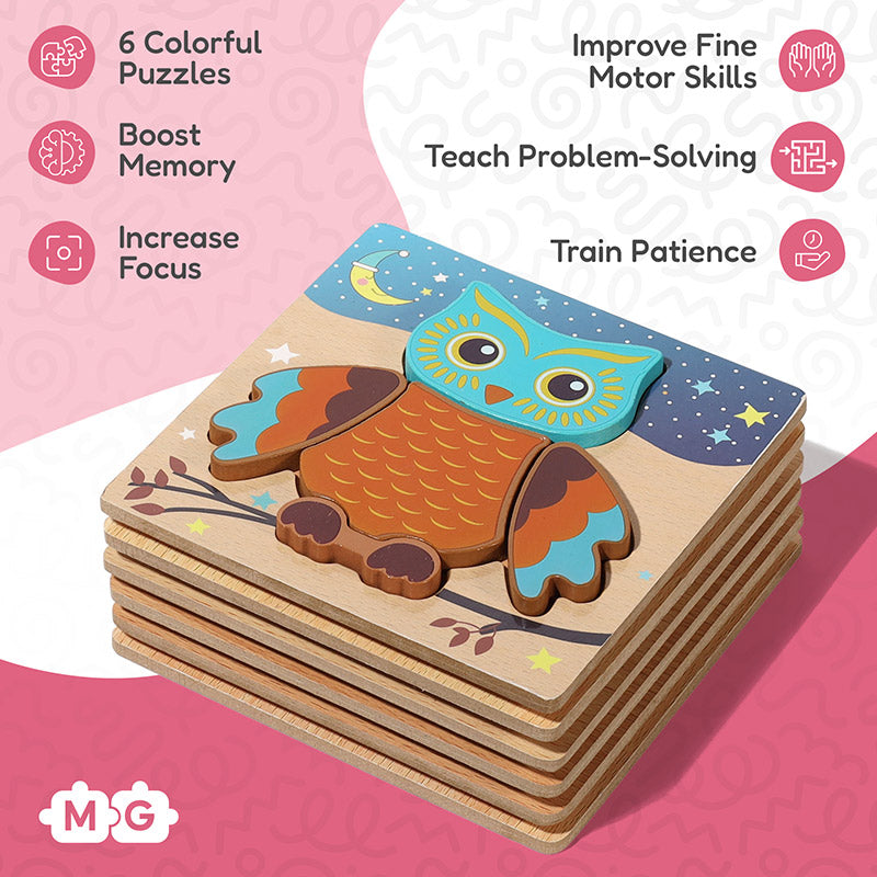 Lot de 6 puzzles en bois pour tout-petits
