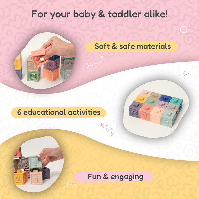 12 cubes souples en silicone qui couinent