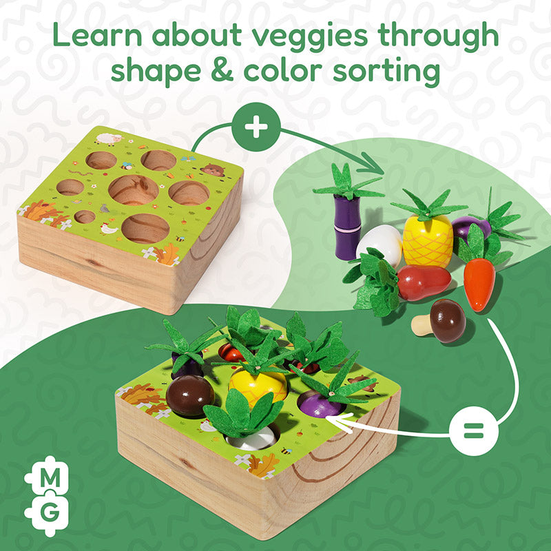 Jeu d'encastrement potager en bois, 7 légumes