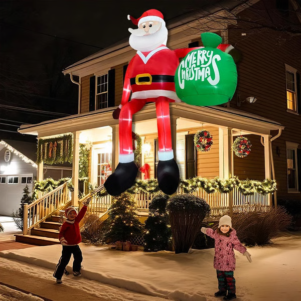 Giant 2.4m Inflatable Climbing LED Santa Claus  