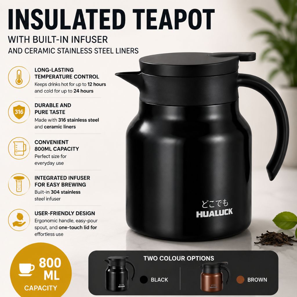 Théière isotherme 800 ml avec infuseur intégré