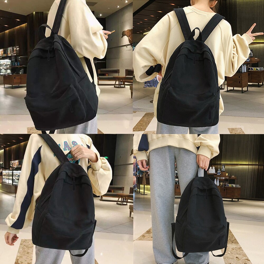 Sac à Dos Noir Minimaliste à Poche Zippée