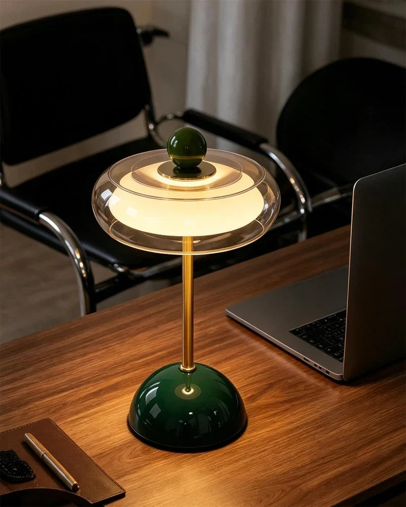 Lampe de table rechargeable en verre, style rétro