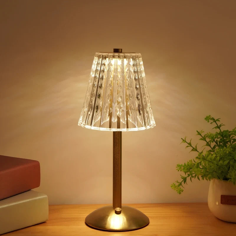 Cordless Crystal-Effect Table Lamp, Gold Finish
