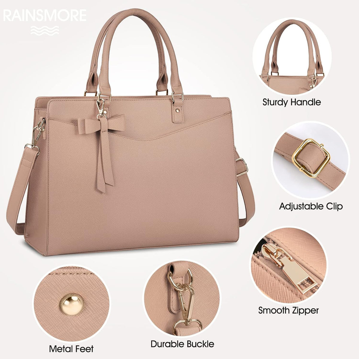 Sac cabas pour ordinateur en cuir PU déperlant