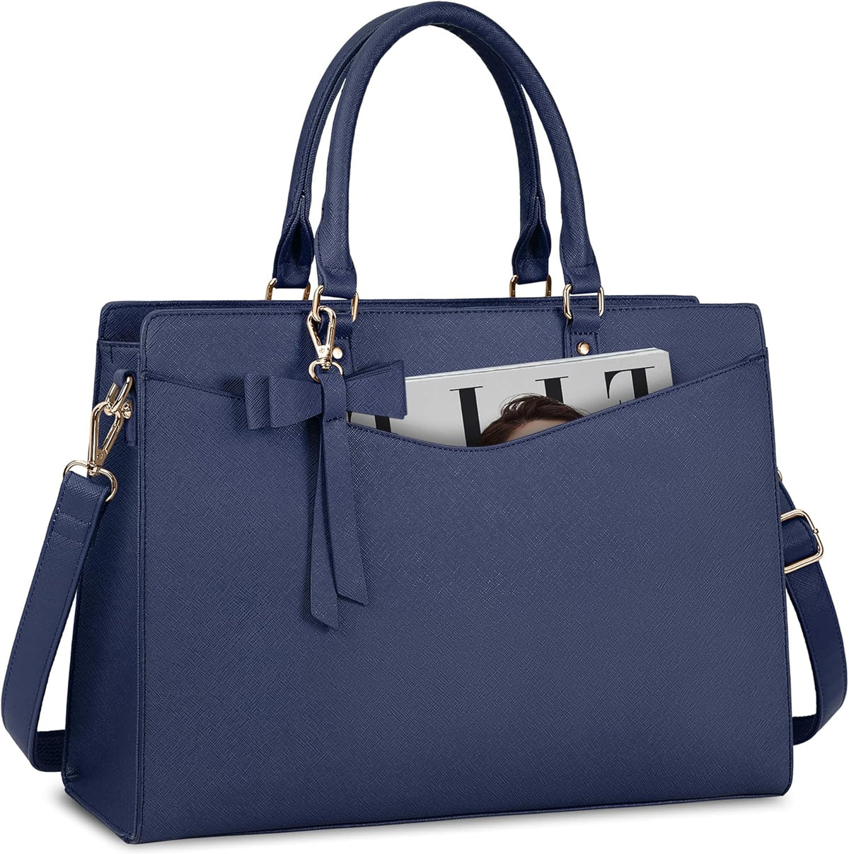 Sac cabas pour ordinateur en cuir PU déperlant - Blue
