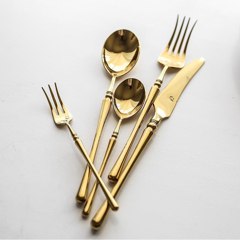Ménagère dorée en inox 18/10, 20, 30 ou 60 pièces