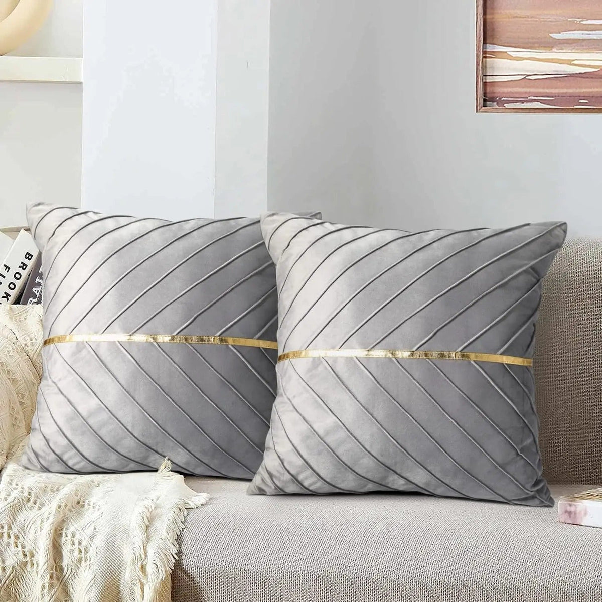 Noir Elegance - Housse de Coussin Velours à Sequins