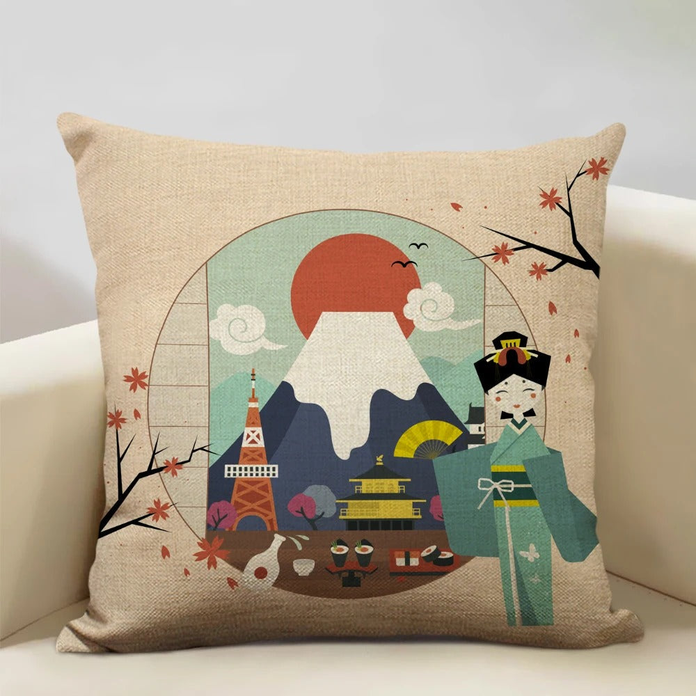 BeauRêve - Housse de Coussin Mont Fuji 45 x 45 cm