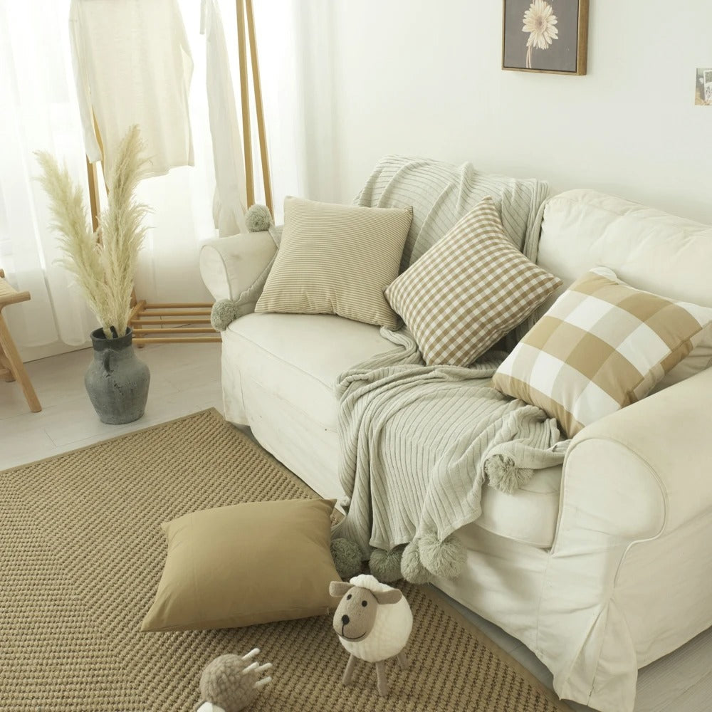 MarbreLuxe - Housse de Coussin Rayée Contemporaine