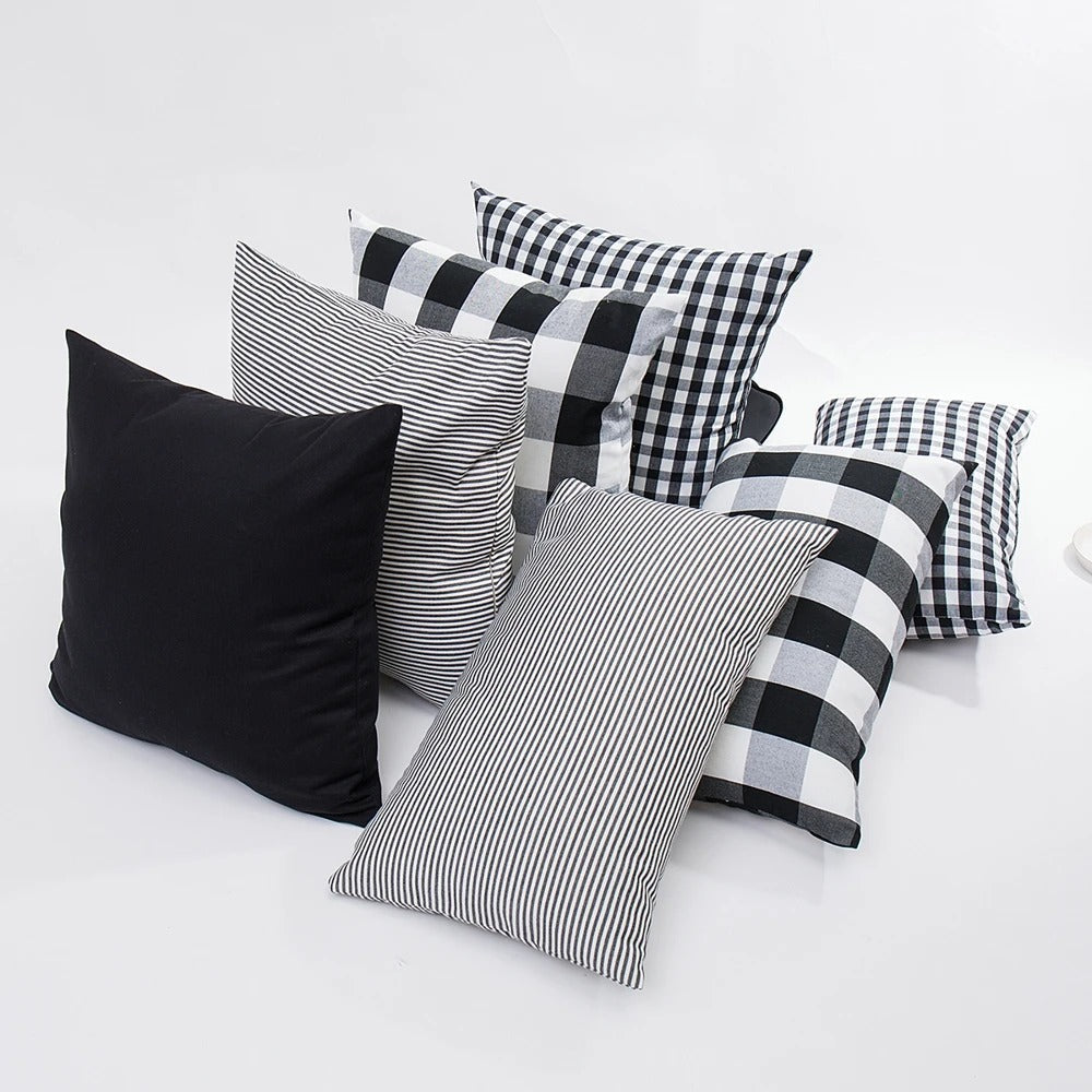 MarbreLuxe - Housse de Coussin Rayée Contemporaine