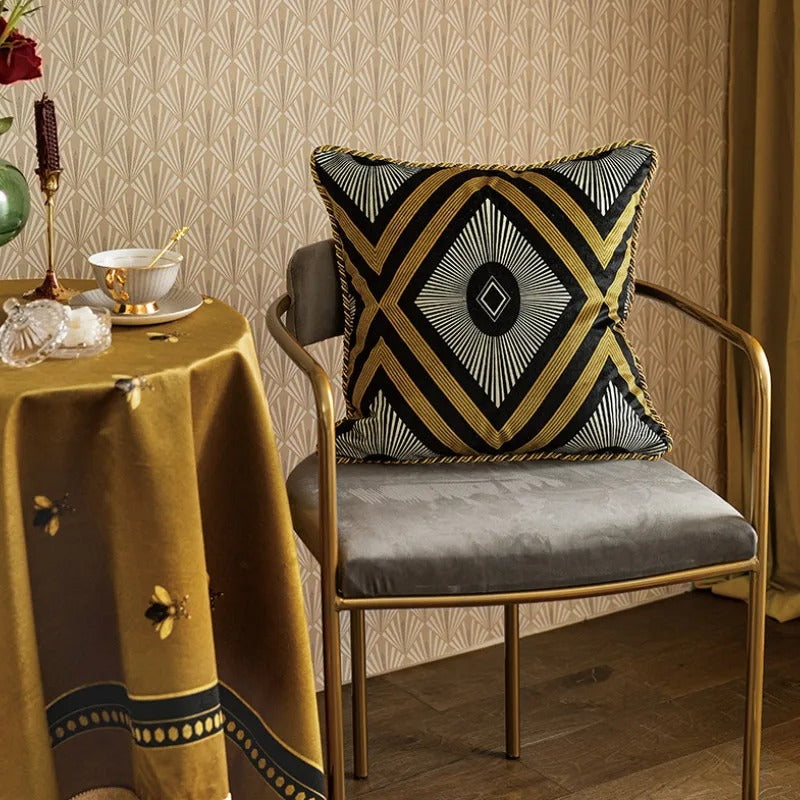Golden Bee - Housse de Coussin Velours Abeille Dorée