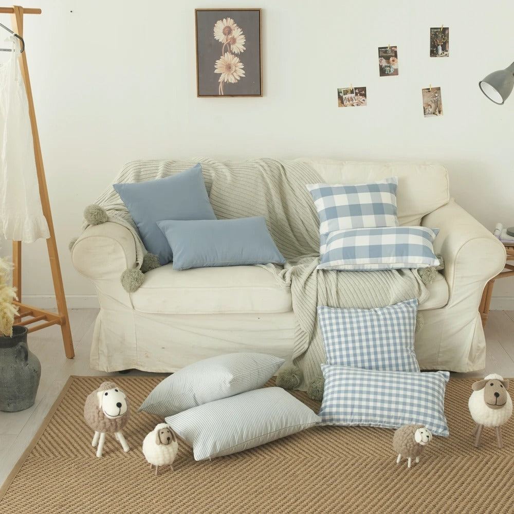 MarbreLuxe - Housse de Coussin Rayée Contemporaine