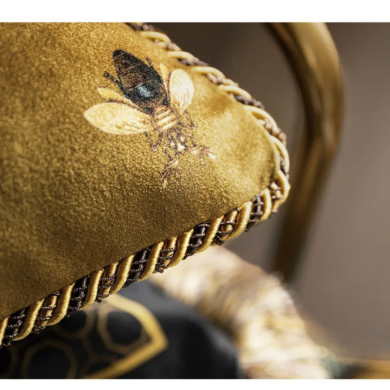 Golden Bee - Housse de Coussin Velours Abeille Dorée