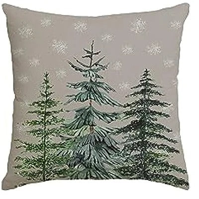 Housse de Coussin Sapin - Esprit Hiver en Coton Tissé