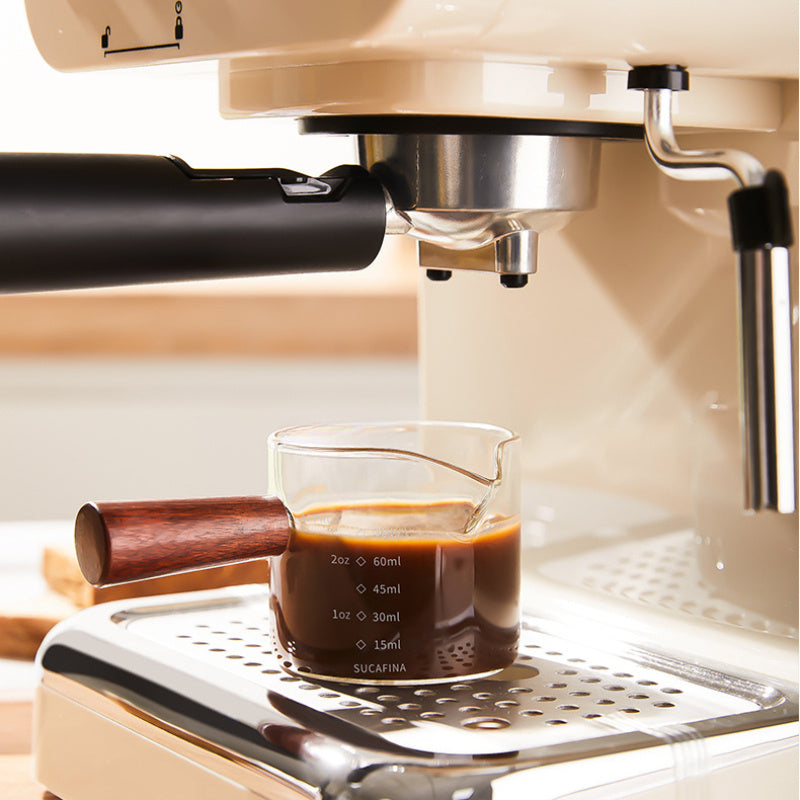 Glass and Wood Espresso Measuring Cup, 75 ml