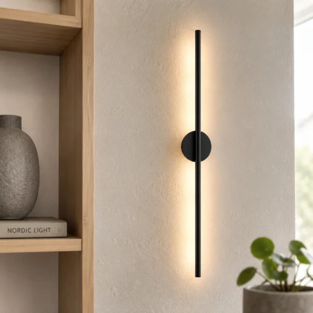 Black Linear LED Wall Light, Slim Design