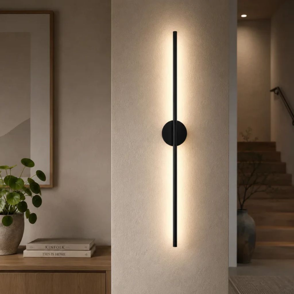 Black Linear LED Wall Light, Slim Design