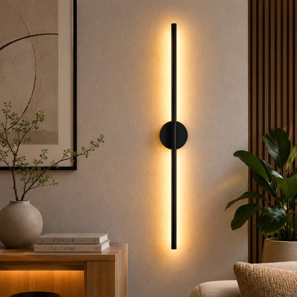 Black Linear LED Wall Light, Slim Design