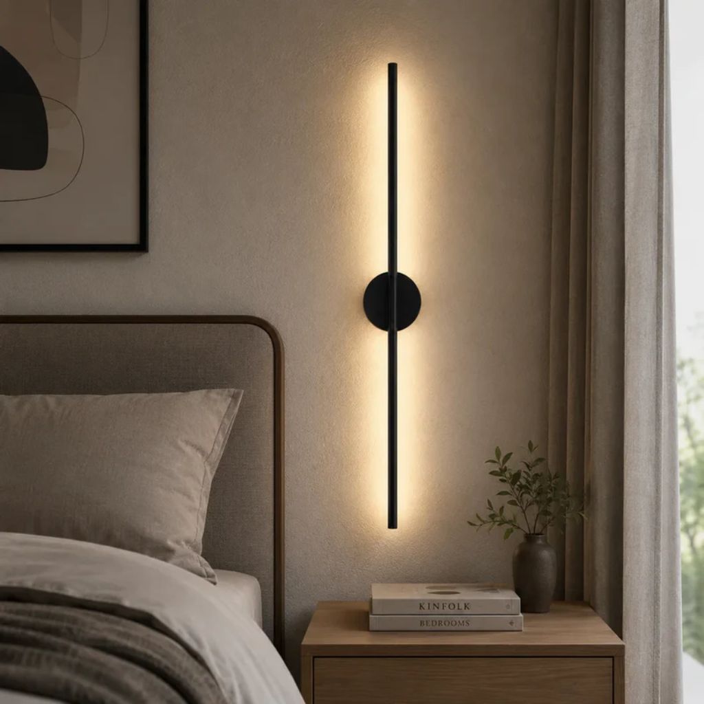 Black Linear LED Wall Light, Slim Design
