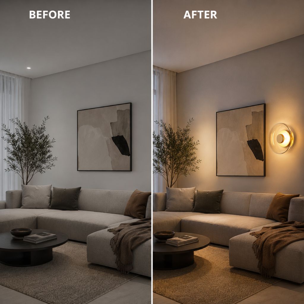 Nordic Wall Light with Concave Glass Disc