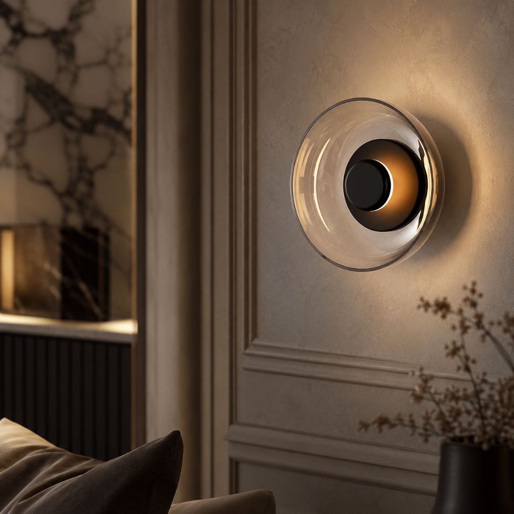 Nordic Wall Light with Concave Glass Disc