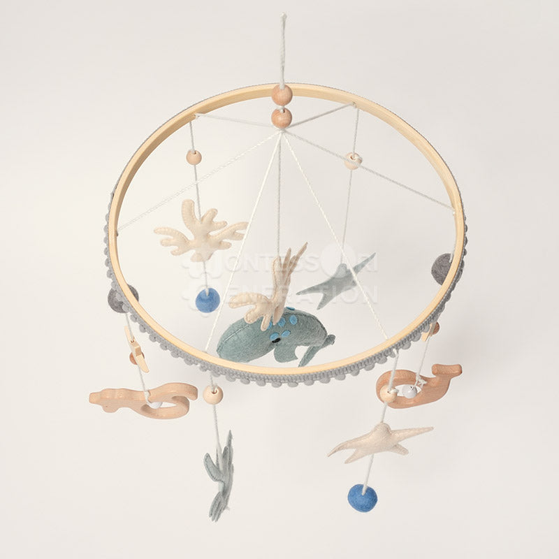 Ocean Baby Mobile in Wood and Felt, From Birth