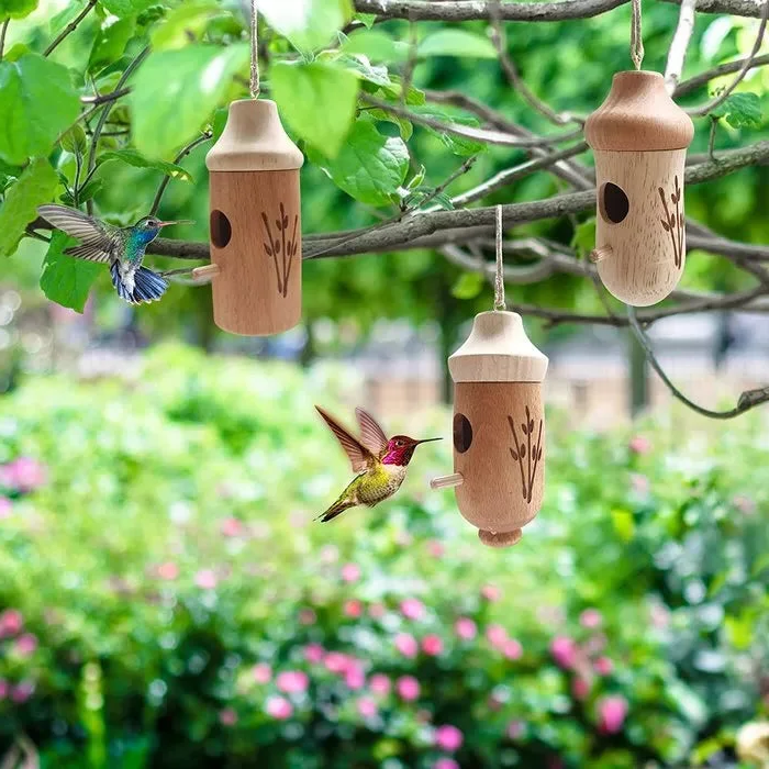 Wooden Hummingbird Nest Box  