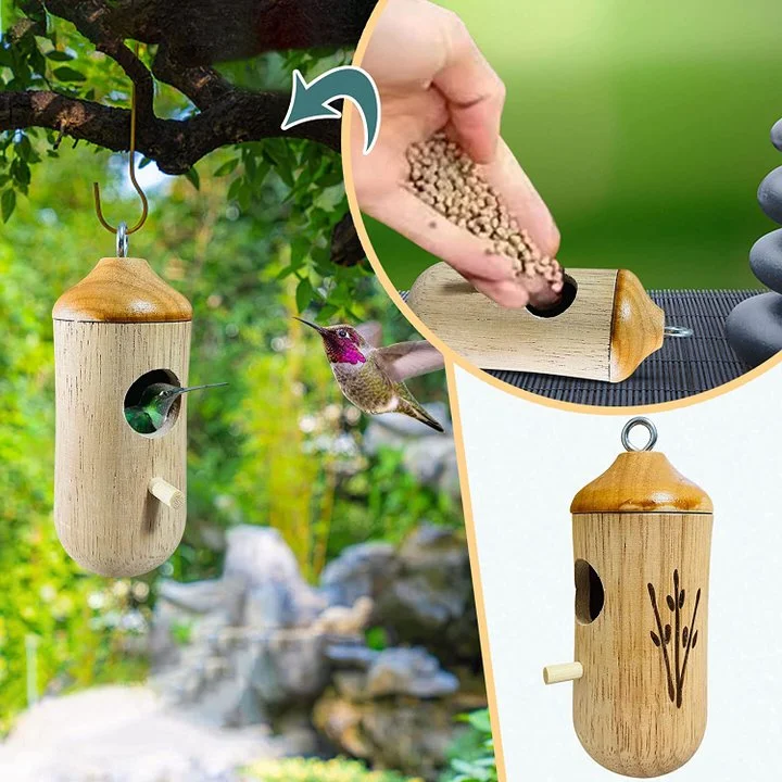 Wooden Hummingbird Nest Box  