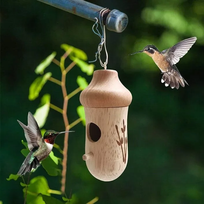 Wooden Hummingbird Nest Box  
