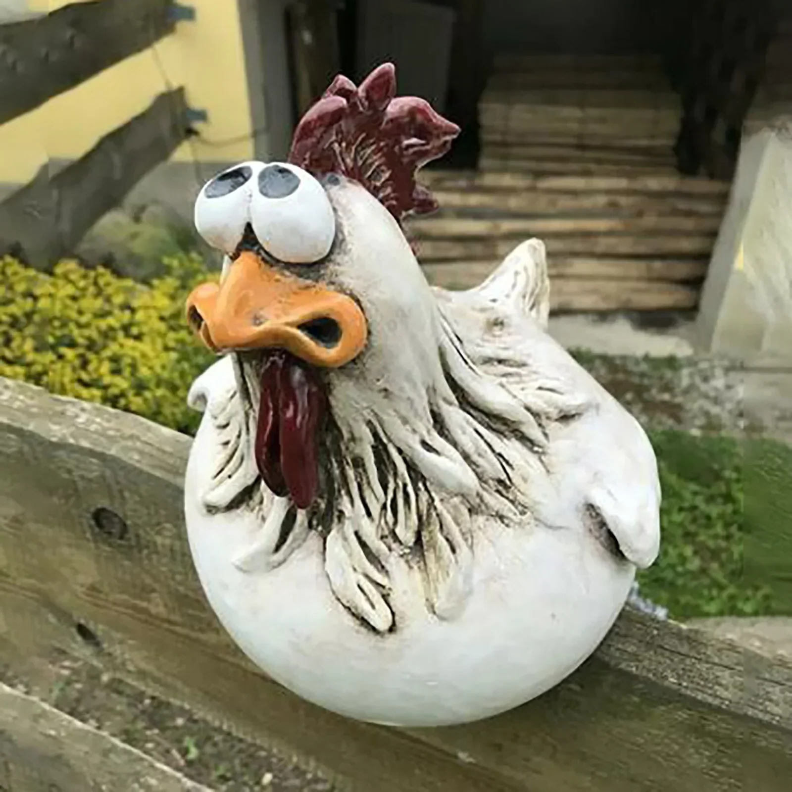 Statue de Poule Décorative en Résine pour Clôture