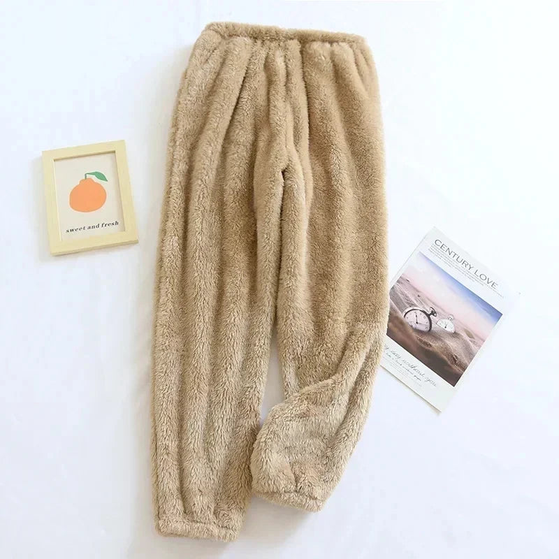 Pantalon de pyjama femme en flanelle doublée polaire