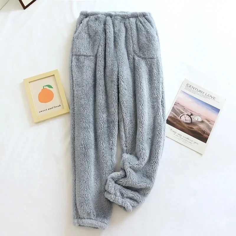 Pantalon de pyjama femme en flanelle doublée polaire