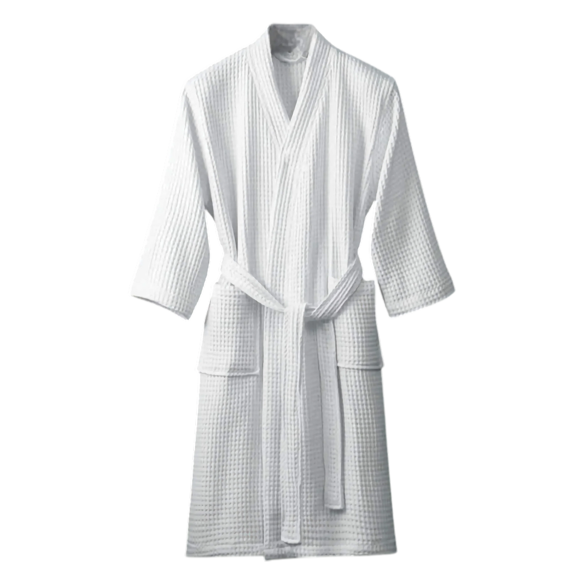 Women's Waffle Cotton Bathrobe, V-Neck & Pockets
