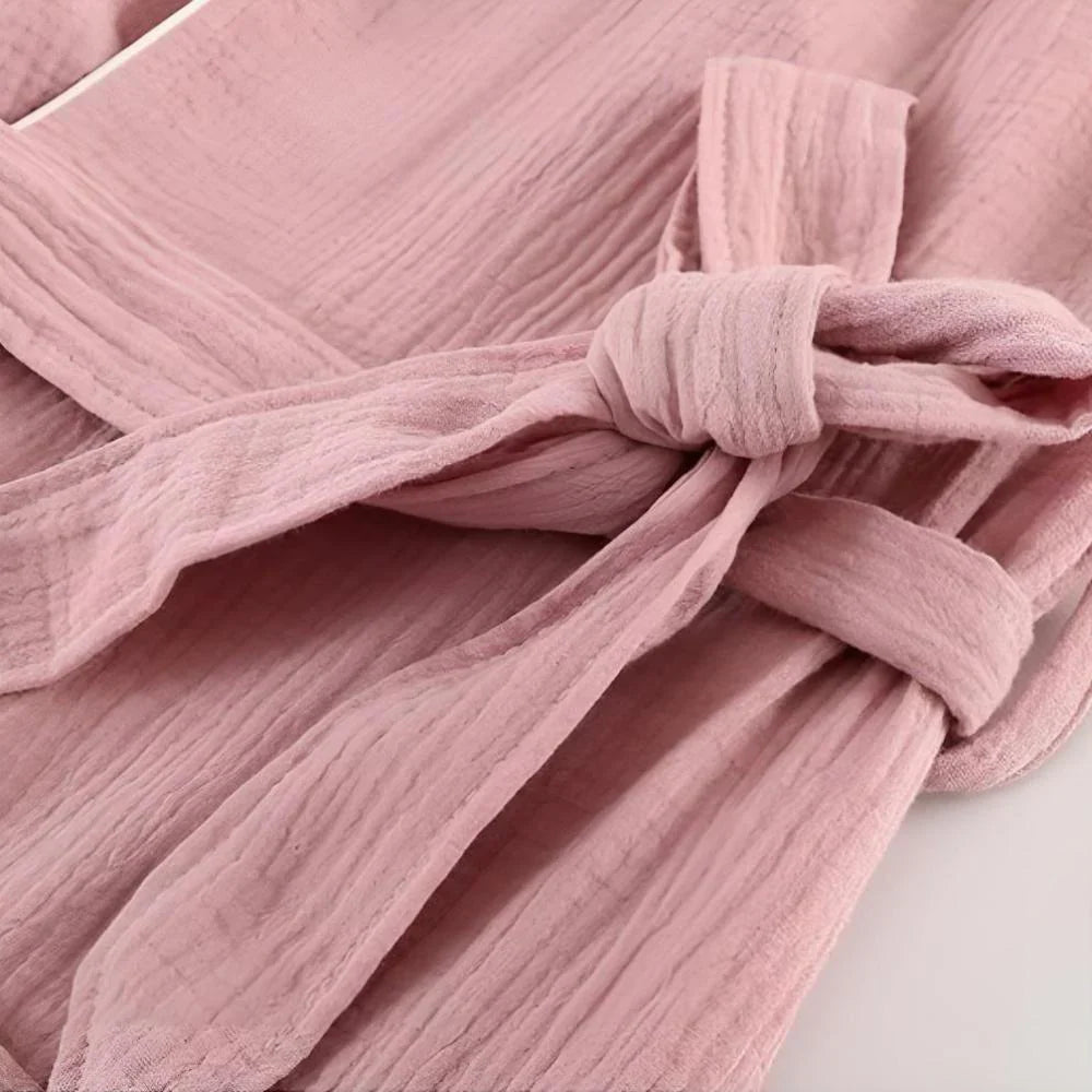 Unisex Double Cotton Gauze Bathrobe, Short Sleeves
