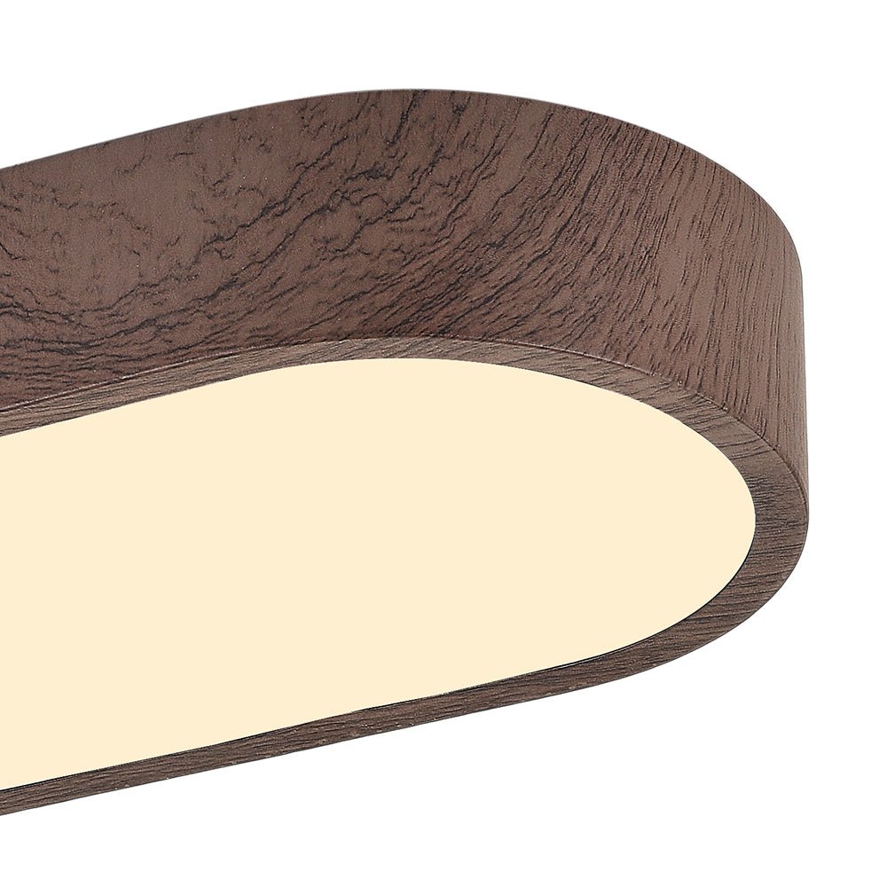 Plafonnier LED ovale style nordique avec détail bois