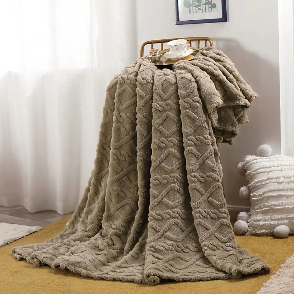 Ruched Faux Fur Throw, Double-Sided