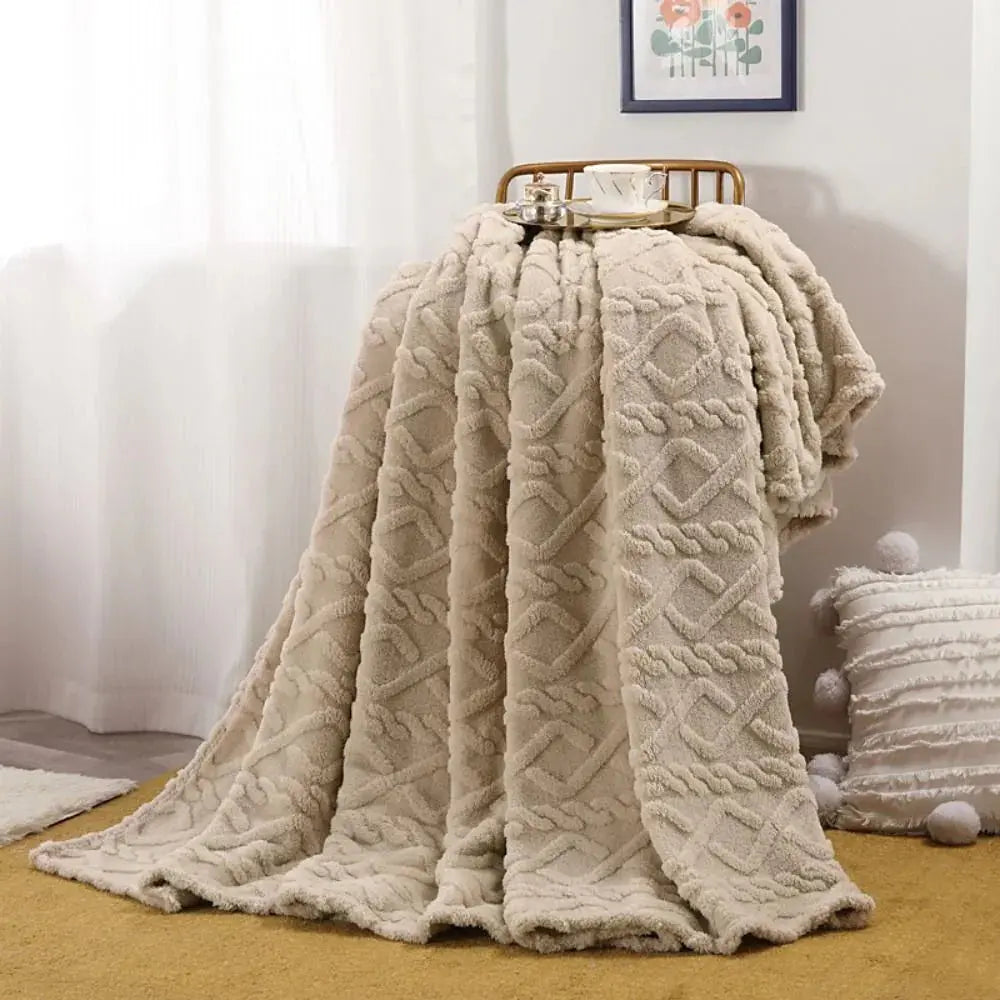 Ruched Faux Fur Throw, Double-Sided