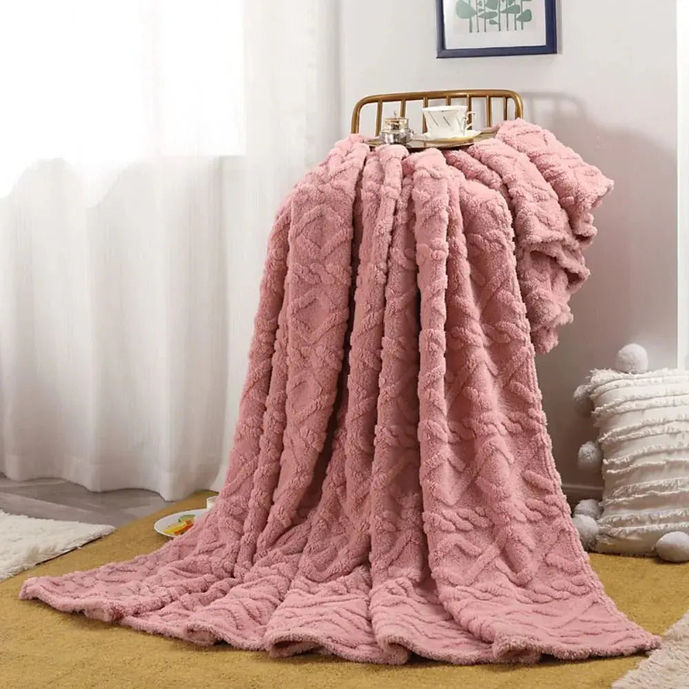 Ruched Faux Fur Throw, Double-Sided