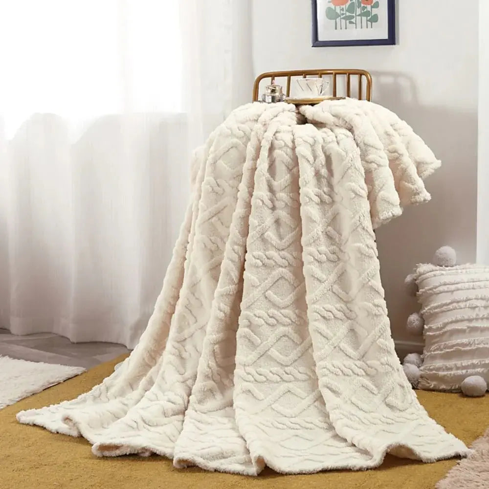 Ruched Faux Fur Throw, Double-Sided