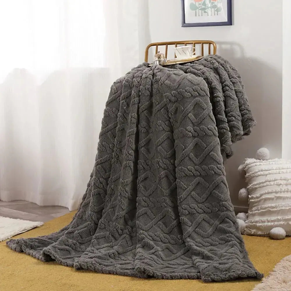 Ruched Faux Fur Throw, Double-Sided